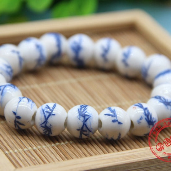 Flower Bead Beaded Blue White Red Bracelets