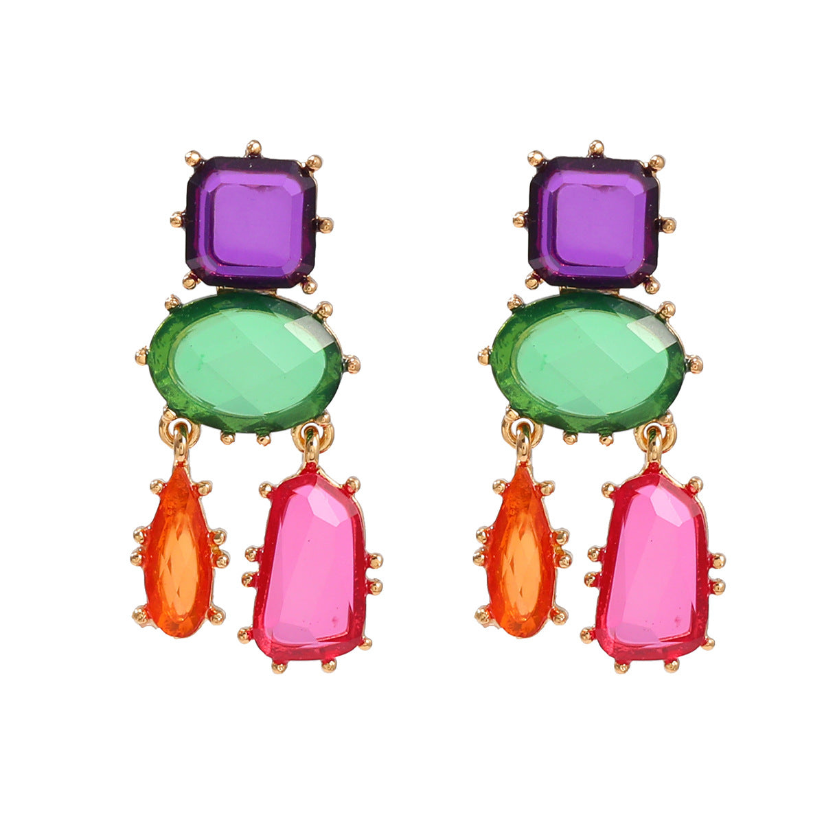 Women's Crystals Exaggerated Geometric Color Matching Bohemian Earrings