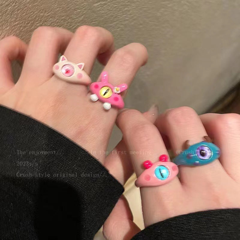 Little Monster Dopamine Couple Girlfriends Gift Rings