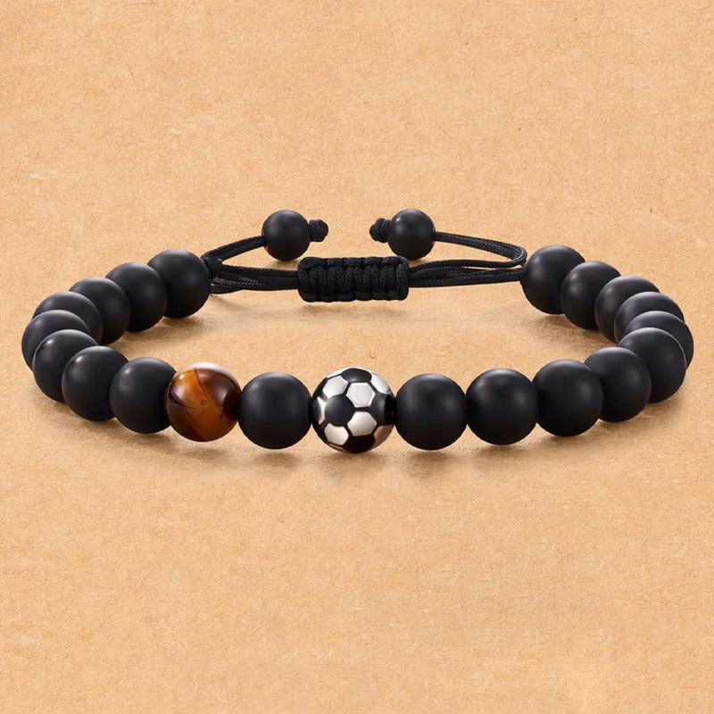 Men's Black Silk Frosted Woven Football Fashion Tigereye Bracelets