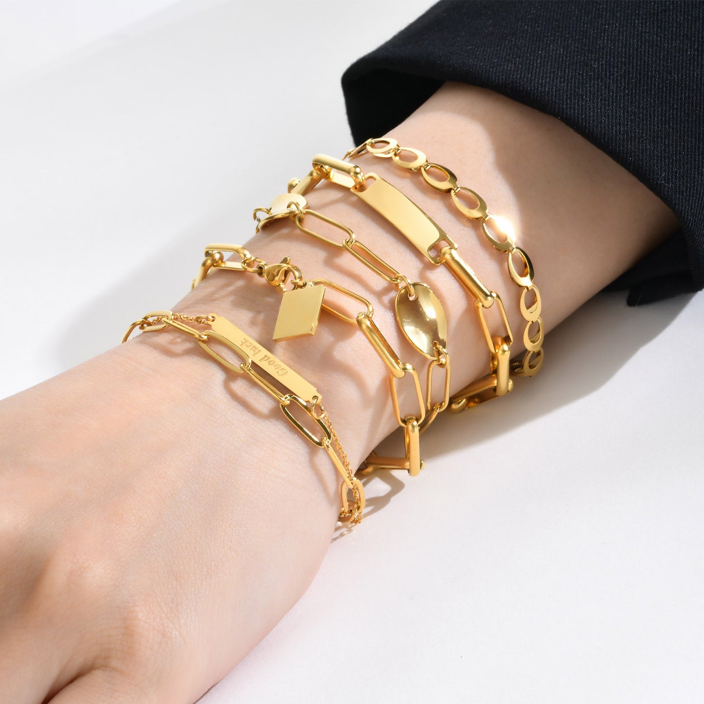 Steel Twin Simple Personality Chain Gold Bracelets