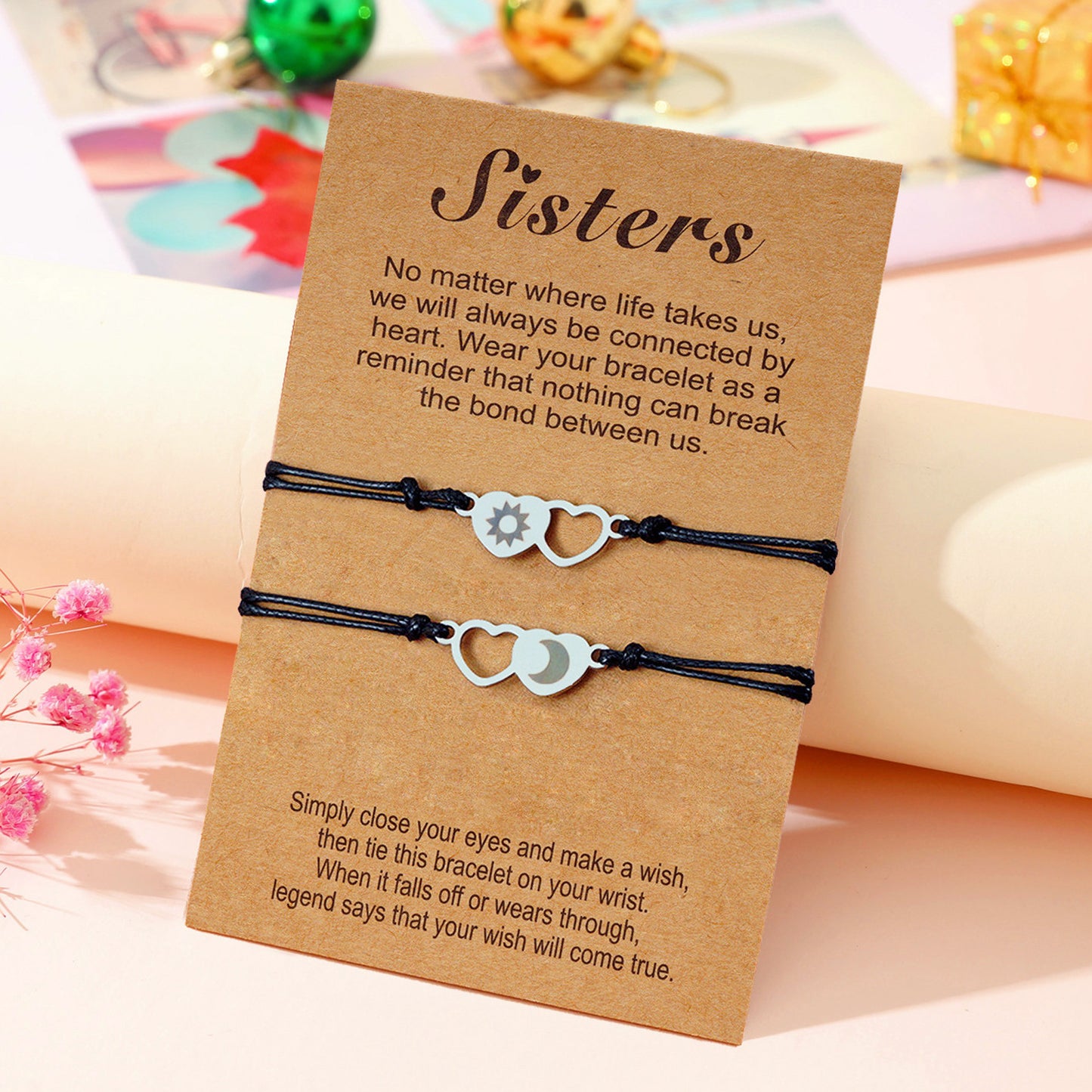 Heart-shaped Laser Sculpture Sun Moon Good Friends Bracelets