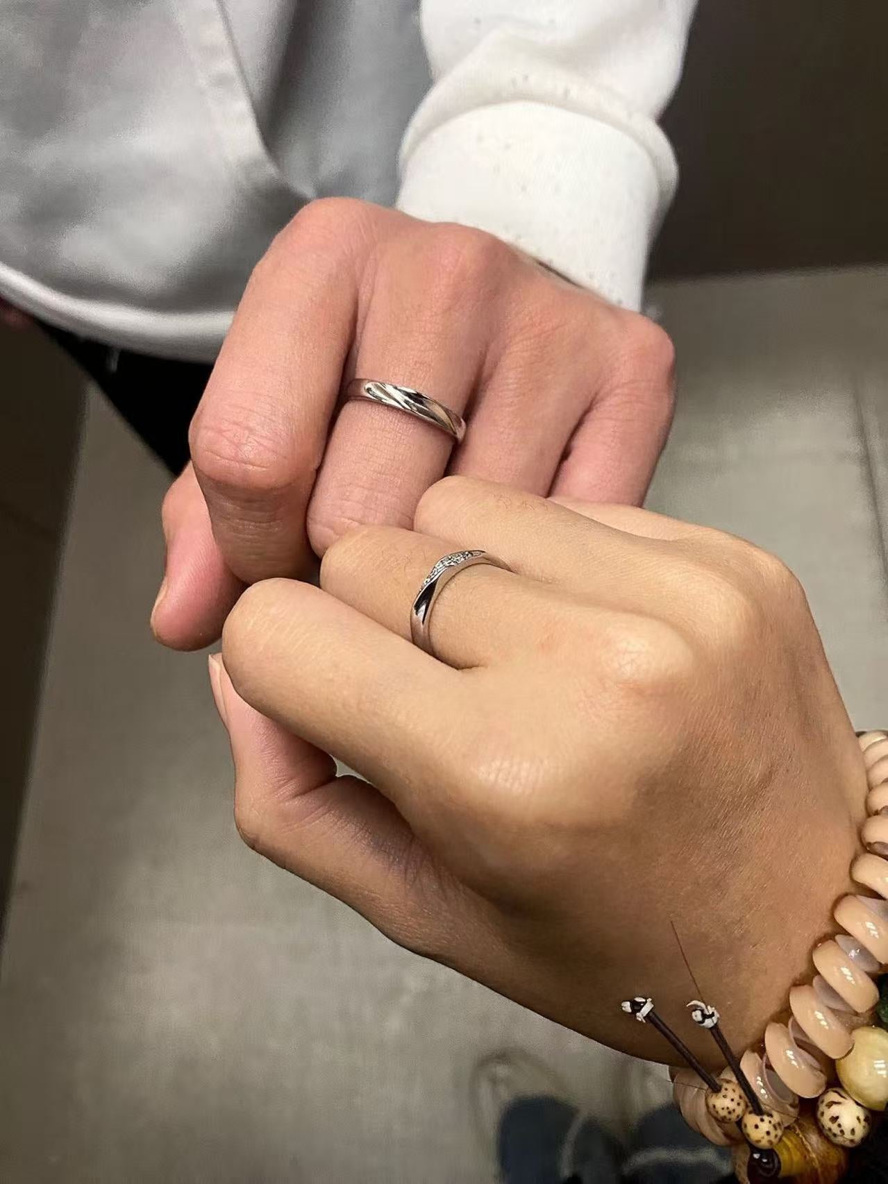 Mobius Strip Couple Minimalist Design Pair With Open Ring