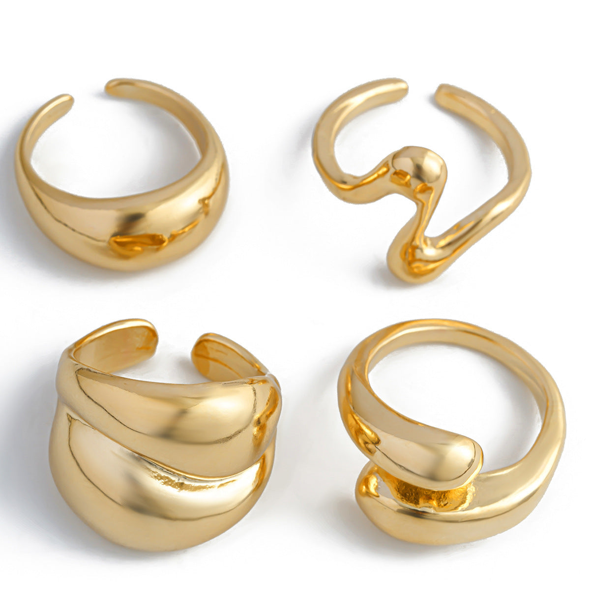 Design Lava Metal Glossy Surface Open Female Niche Rings