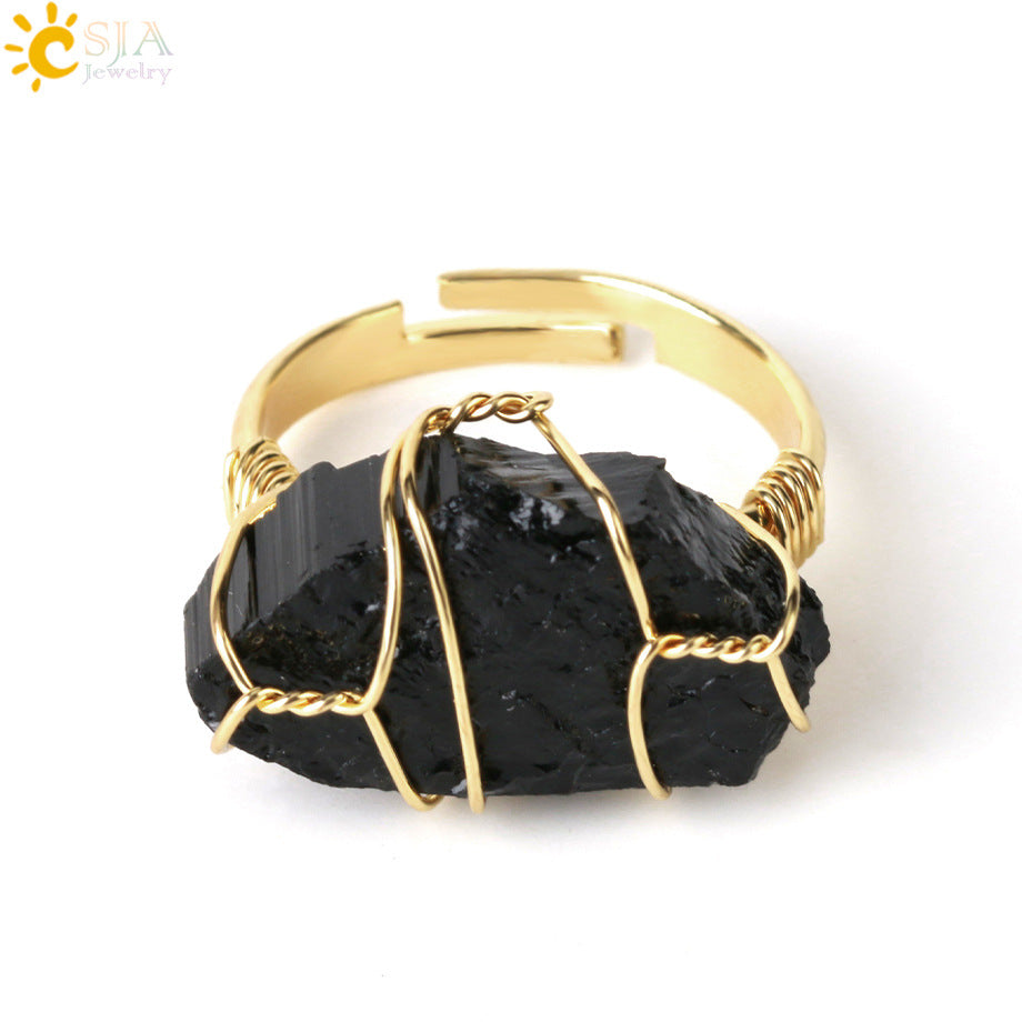 Natural Amethyst Gold-plated Winding Female Korean Style Simple Rings