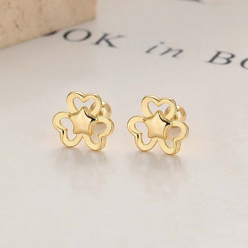 Women's Sterling Sier Star Flower Thread For Sweet Fashion Ear Earrings