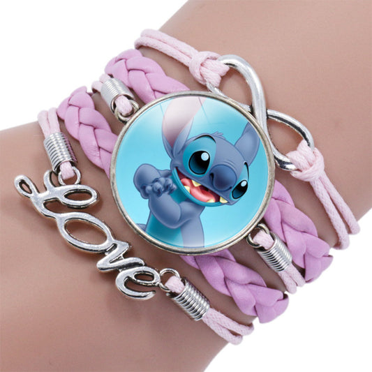 Star Stitch Time Stone Pink Anime Bracelets