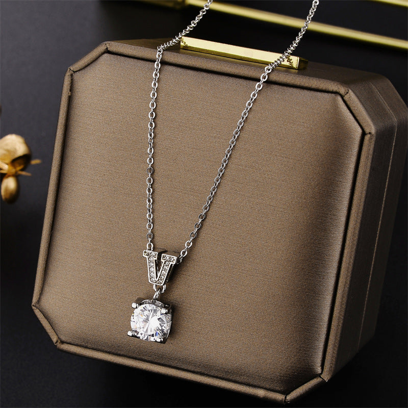 Steel Female Clavicle Chain Swan Clover Necklaces