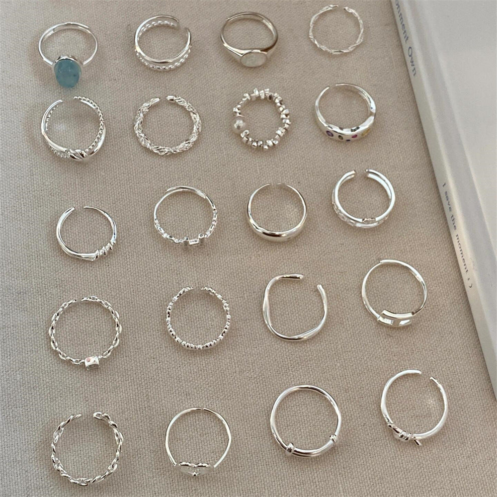 Women's Korean Style Simple Gemstone Sterling Sier Rings