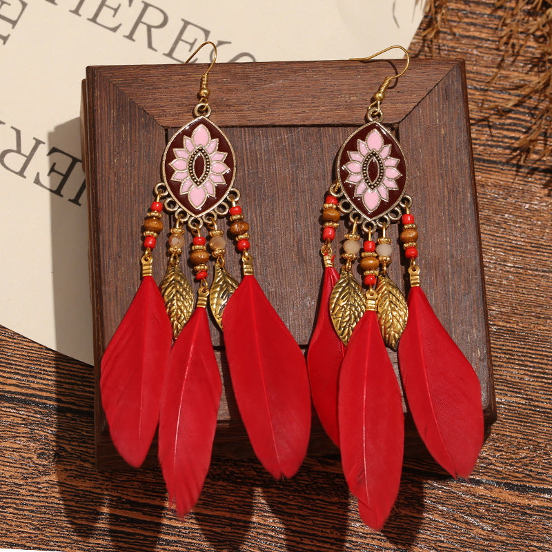 Ear Hook Personality Metal Leaf Handmade Earrings