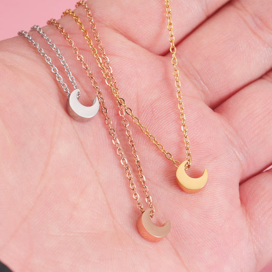 Hole Bead Moon Mirror Stainless Steel Pendants