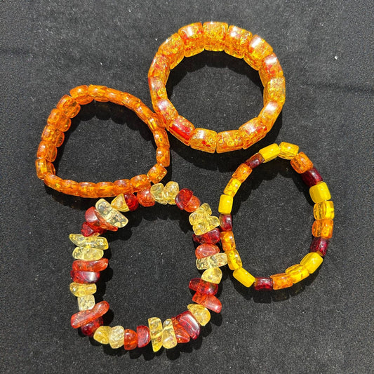 Women's & Men's Artificial Amber Piebald Old Beeswax Manual Retro Bracelet