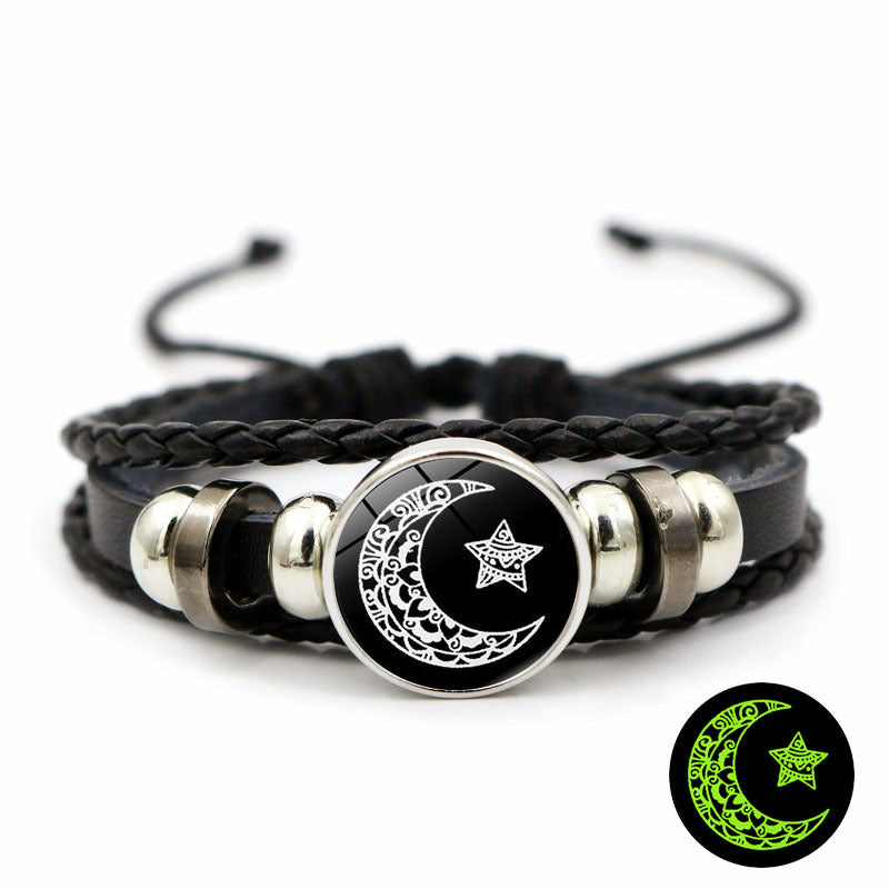 Sun Moon Lovers Snap Leather Unisex Retro Handmade Bracelets