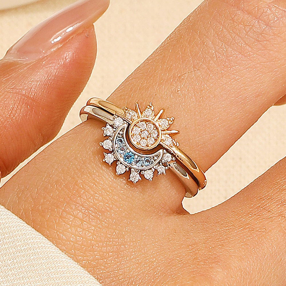 Stacked Female Personality Minimalist Design Diamond Rings