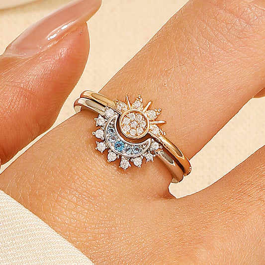 Stacked Female Personality Minimalist Design Diamond Rings
