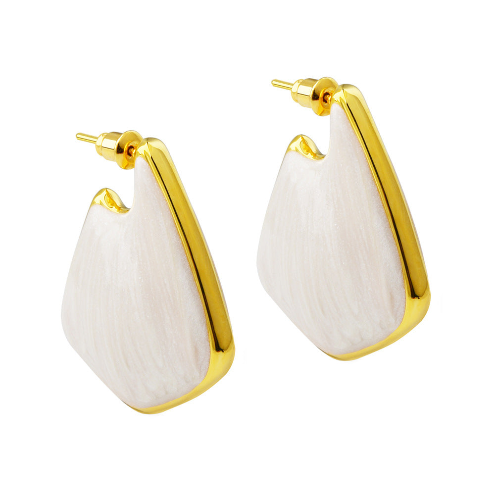 Hollow Enamel Irregular High-key Dignified High-grade Earrings