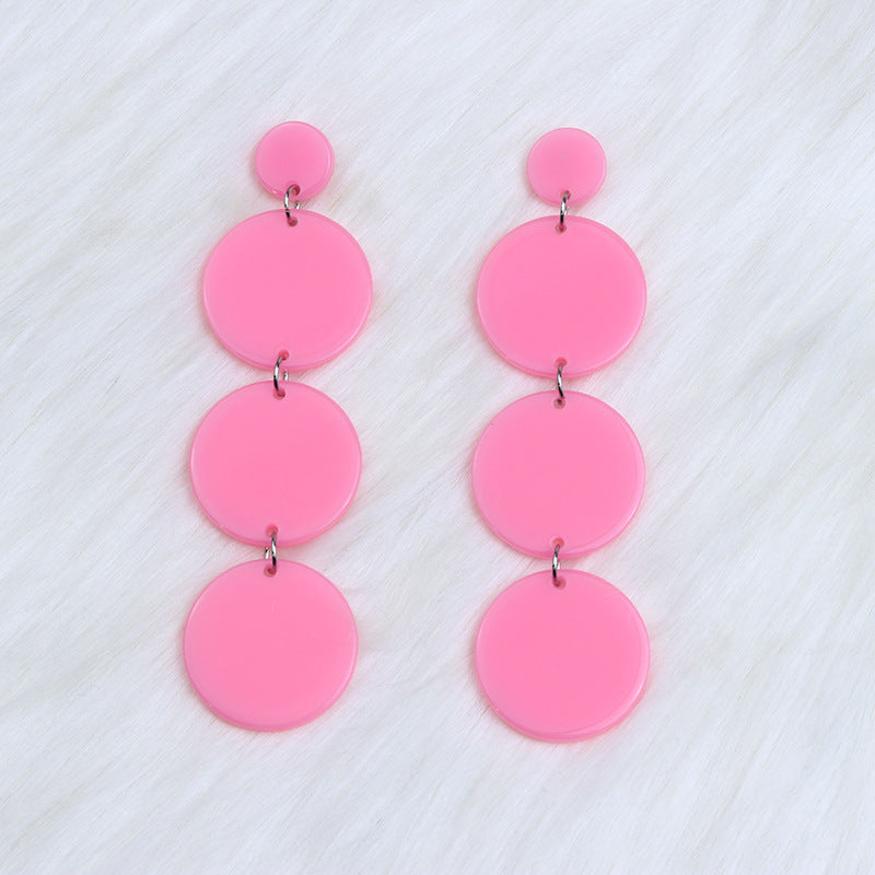 Women's Three-piece Stitching Round Piece Ear Retro Earrings