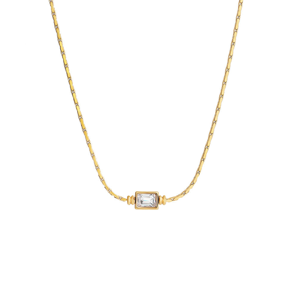 Hitches Woven Chain Transparent Square Zircon Necklaces