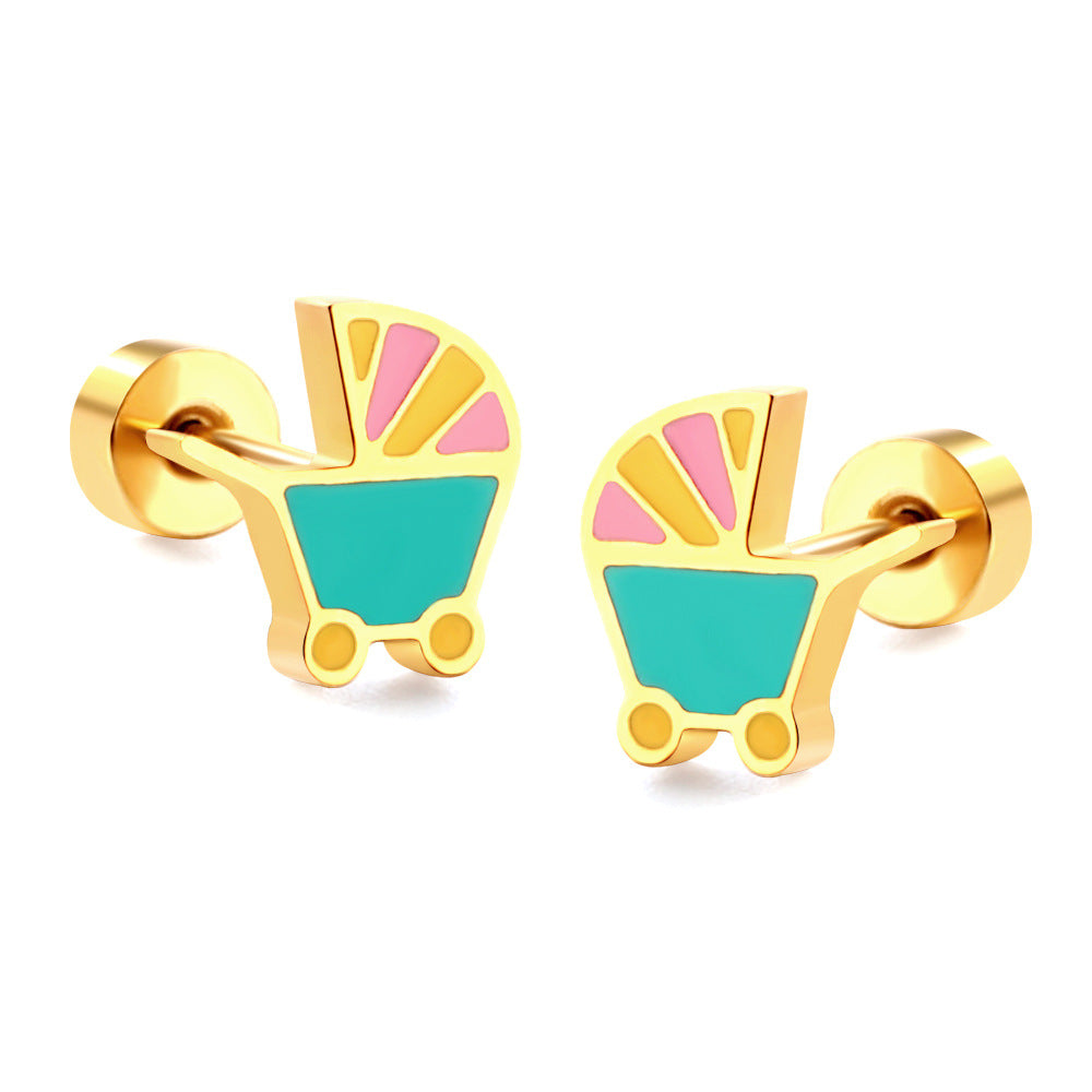 Colorful Yellow Duck Creative Personality Electroplated Earrings