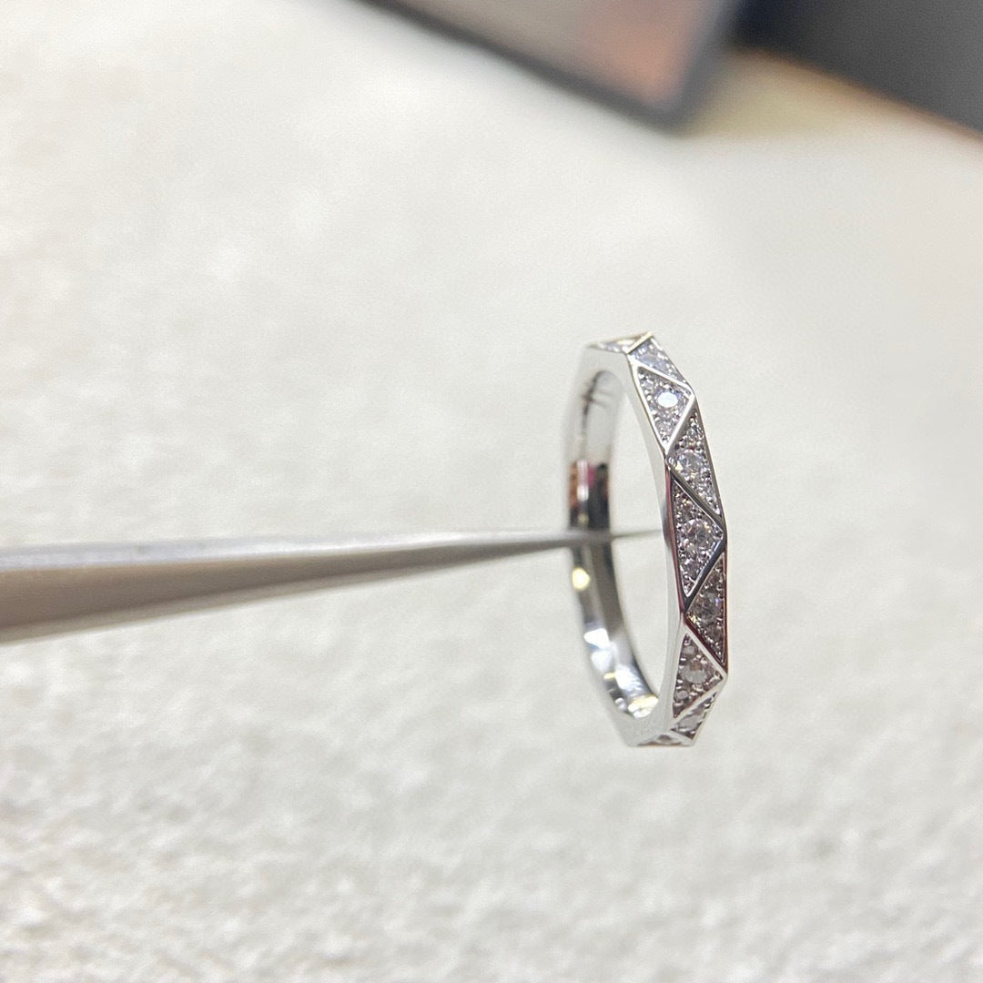 Sier High Version Glossy Diamond Couple Mobius Strip Spiral Light Ring