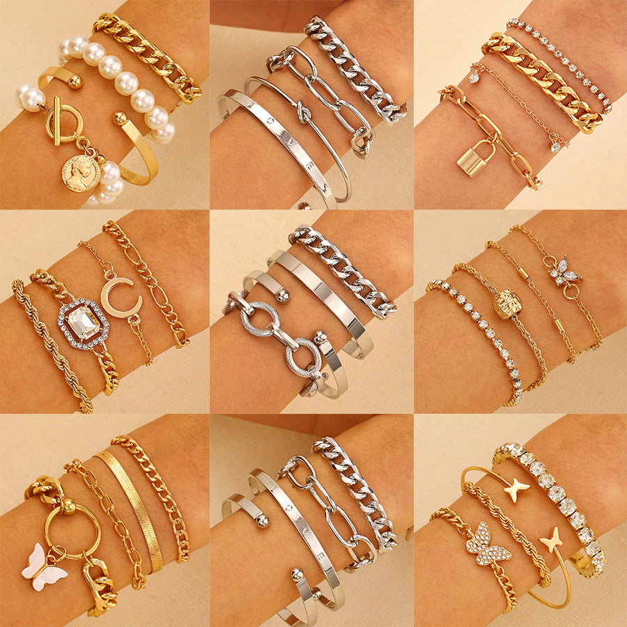 Alloy Combination Suit Set Punk Hip Bracelets