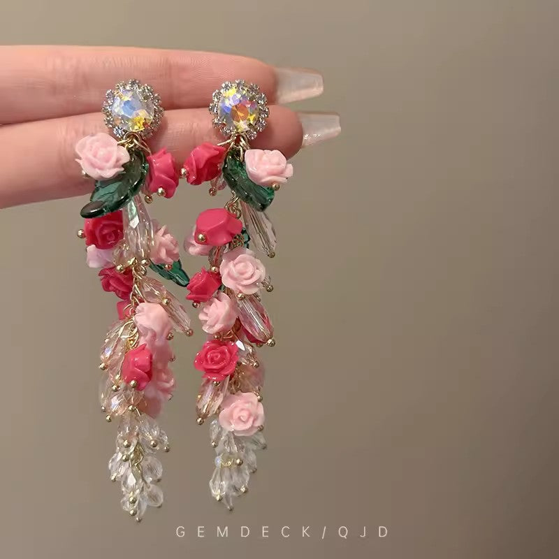 Women's Summer Fresh Flower Trendy Dopamine Color Earrings