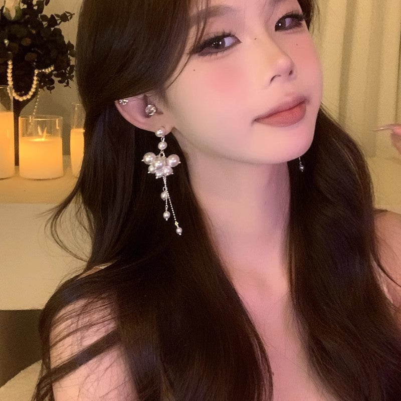 Women's Sier Needle Light Luxury Minority Pearl For Graceful Stud Earrings