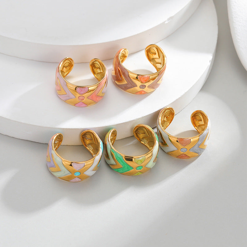 Geometric Irregular Lines Drip Open Fashion Titanium Rings