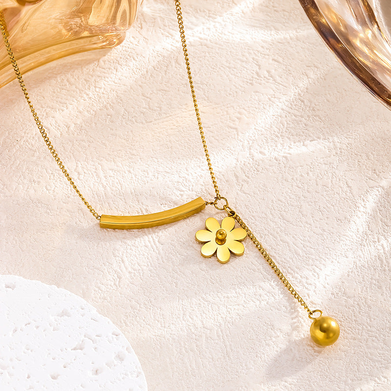 Korean Style Little Daisy Tassel Female Light Luxury Minority High-grade Necklace