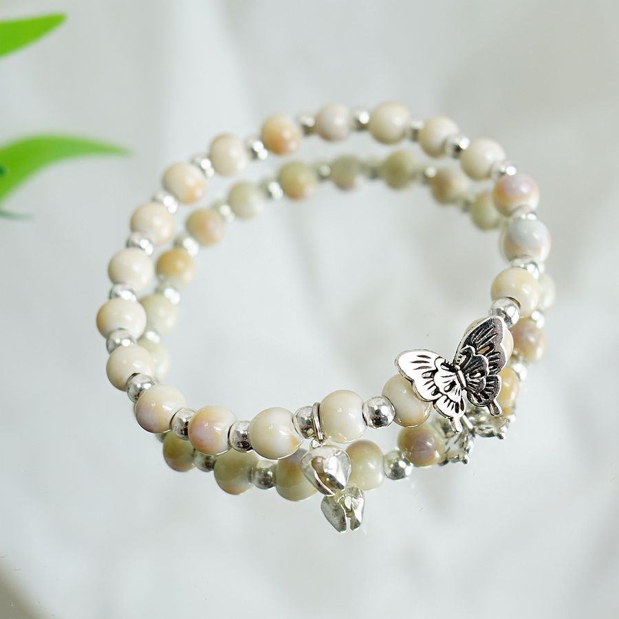 Ceramic Chinese Butterfly Porcelain Rose Beads Bracelets