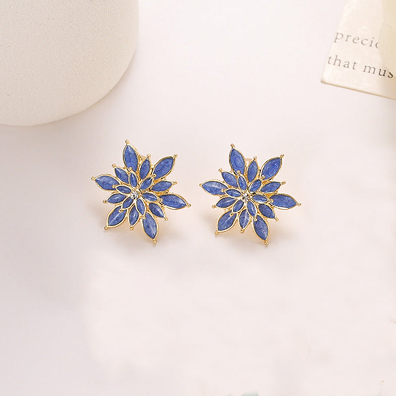 Women's Three-dimensional Flower Dripping Korean Style High Sense Sier Earrings