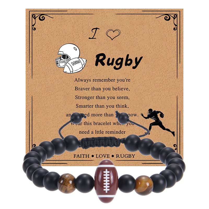 Beaded Black Frosted Football Tennis Basketball Bracelets