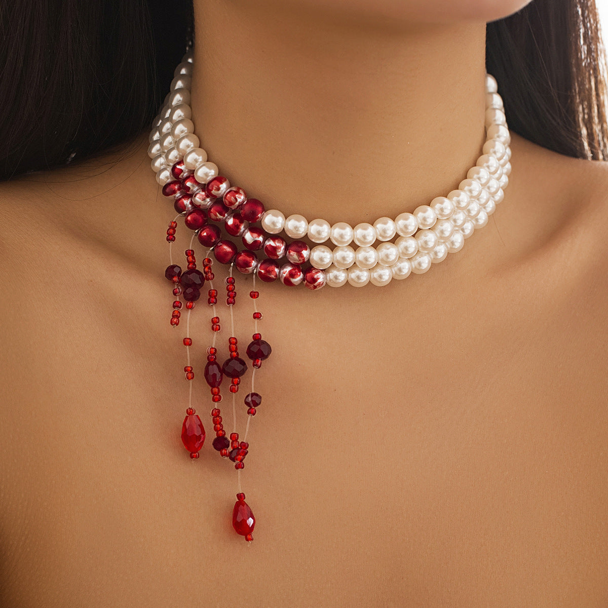 Style Pearl Creative Halloween Blood Drop Necklaces