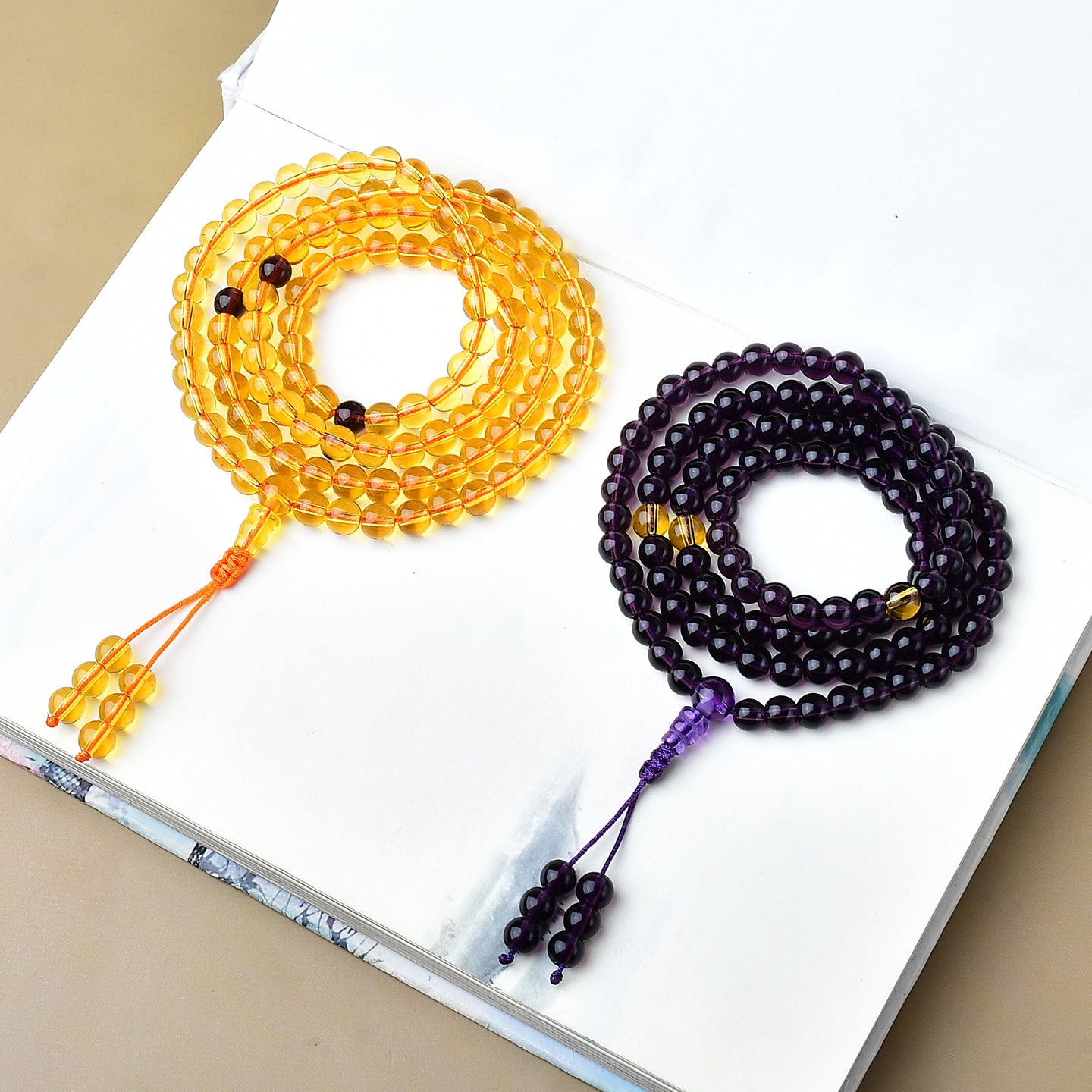 Women's & Men's Brazil Citrine Buddha Beads Amethyst Crystal Bracelet