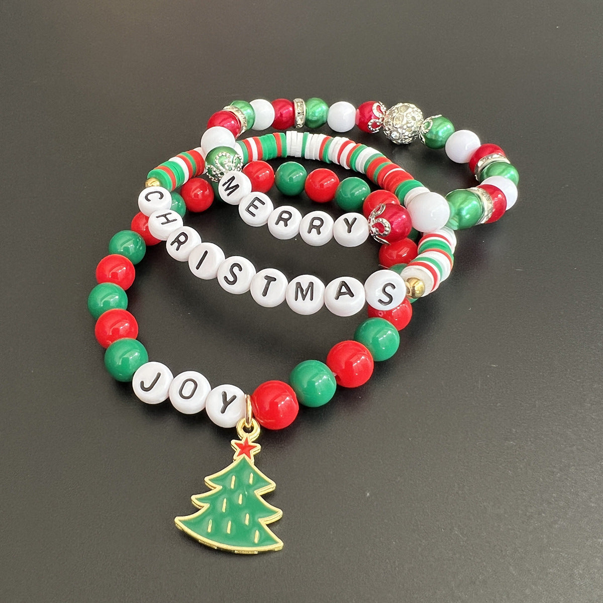 Hot Christmas Gift Beaded Letter Stretch Bracelets