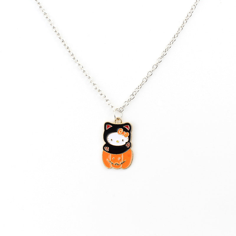 Demon Ghost Hello Kitty Alloy Dripping Necklaces