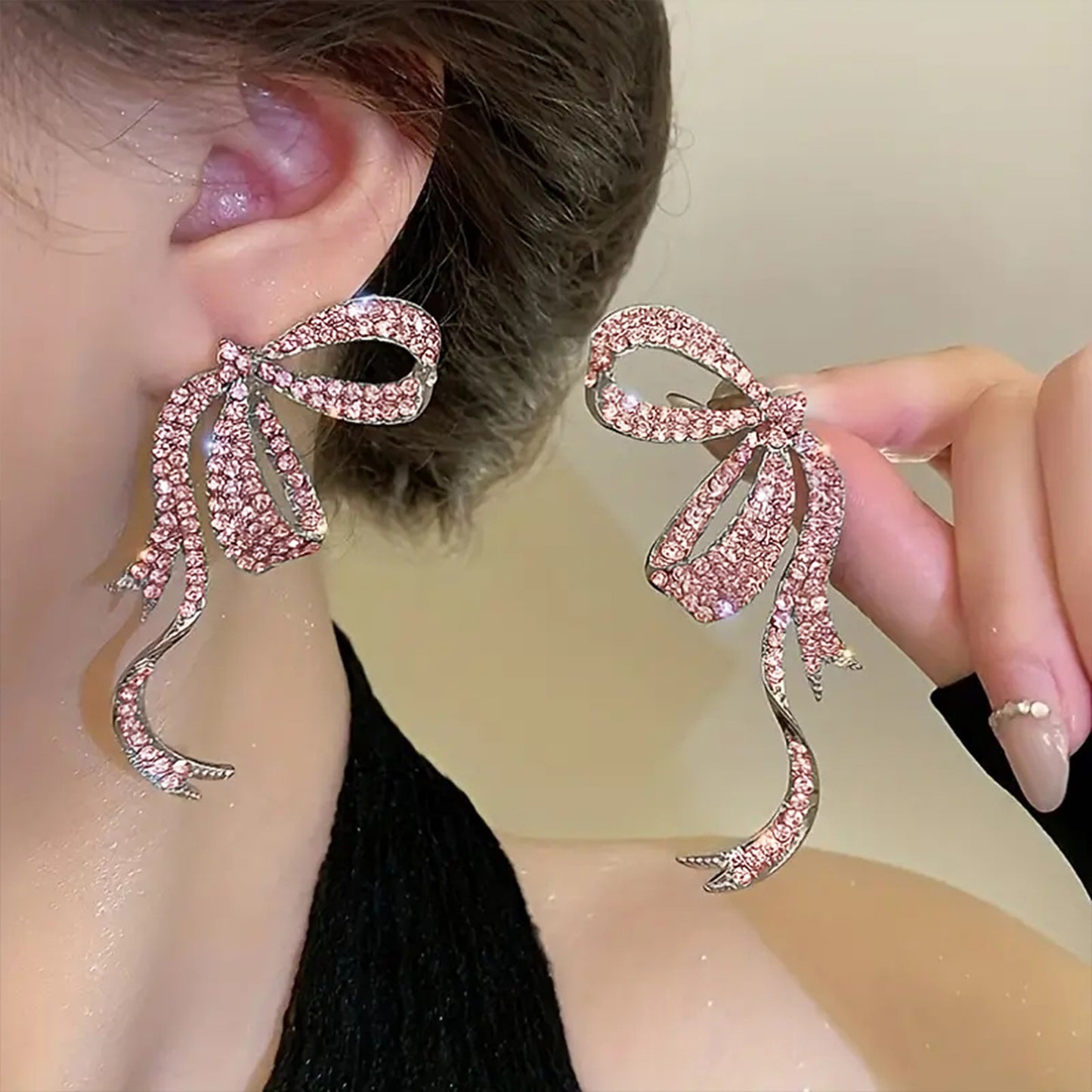 Korean Style Niche Design Butterfly Ribbon Light Luxury Full Earrings