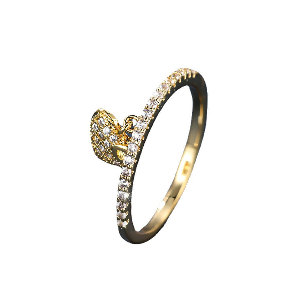 White Diamond Heart-shaped Personality Simple Light Luxury Ring