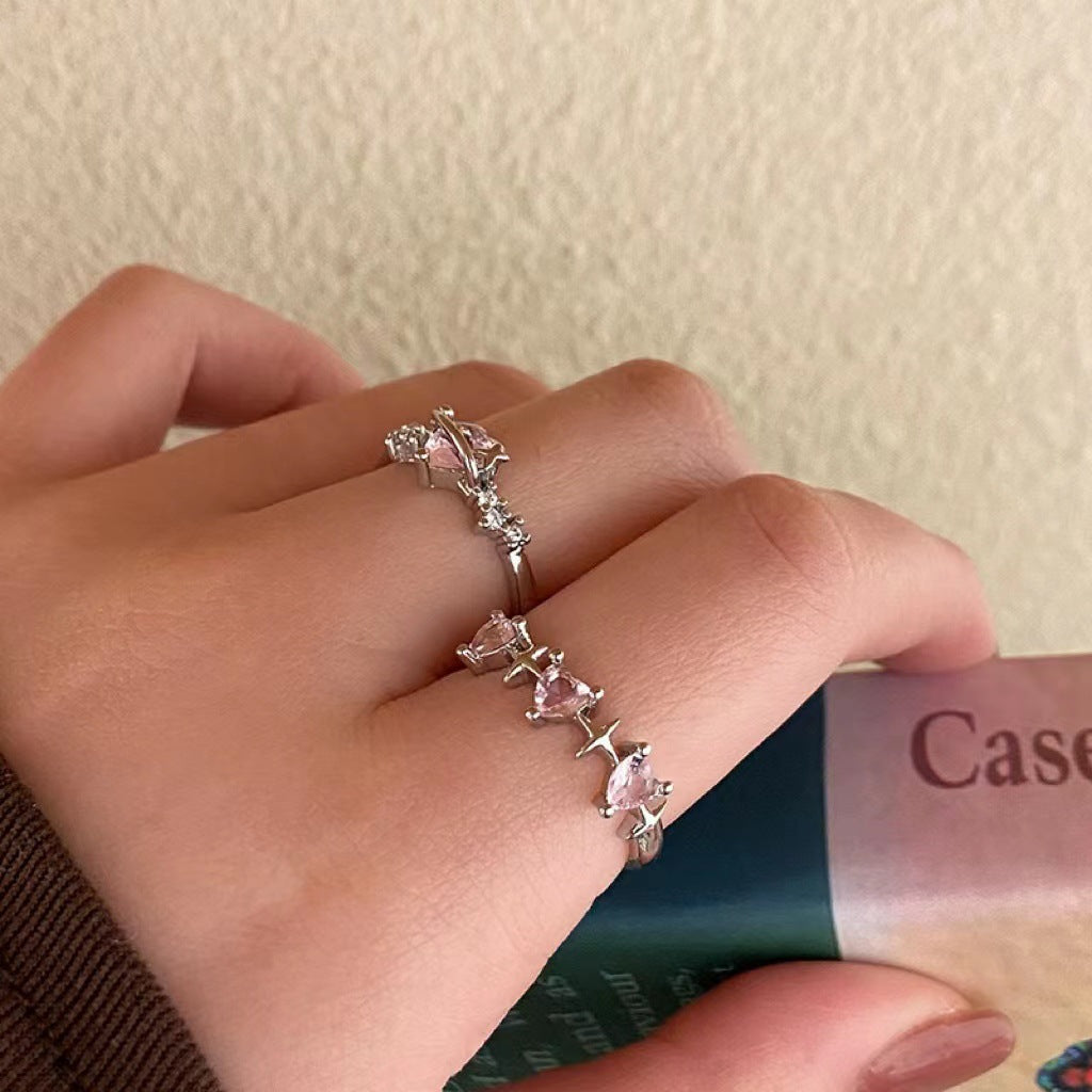 Diamond Love Heart-shaped Female Affordable Luxury Rings