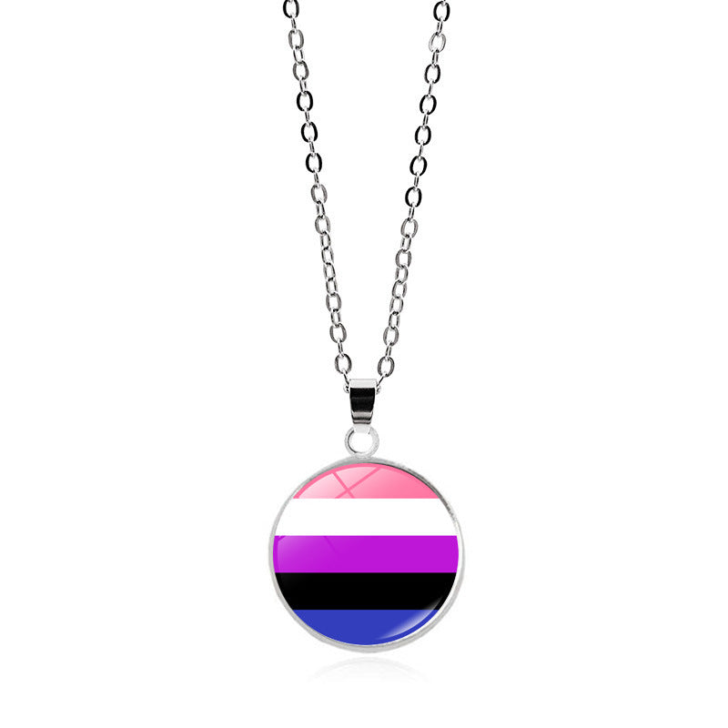 Rainbow Striped Love Female Versatile Gay Necklaces