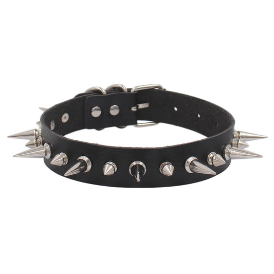Black Punk Rock Leather Gothic Spike Trend Necklaces