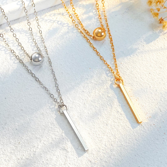 Women's Creative Simple Square Twin Clavicle Chain Necklaces