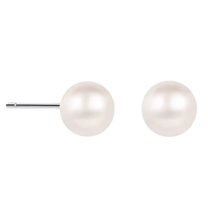 Steel Pearl Round Ball Simple Fresh Imitation Earrings