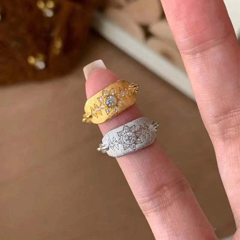 Sun Zircon Little Finger Female Design Rings