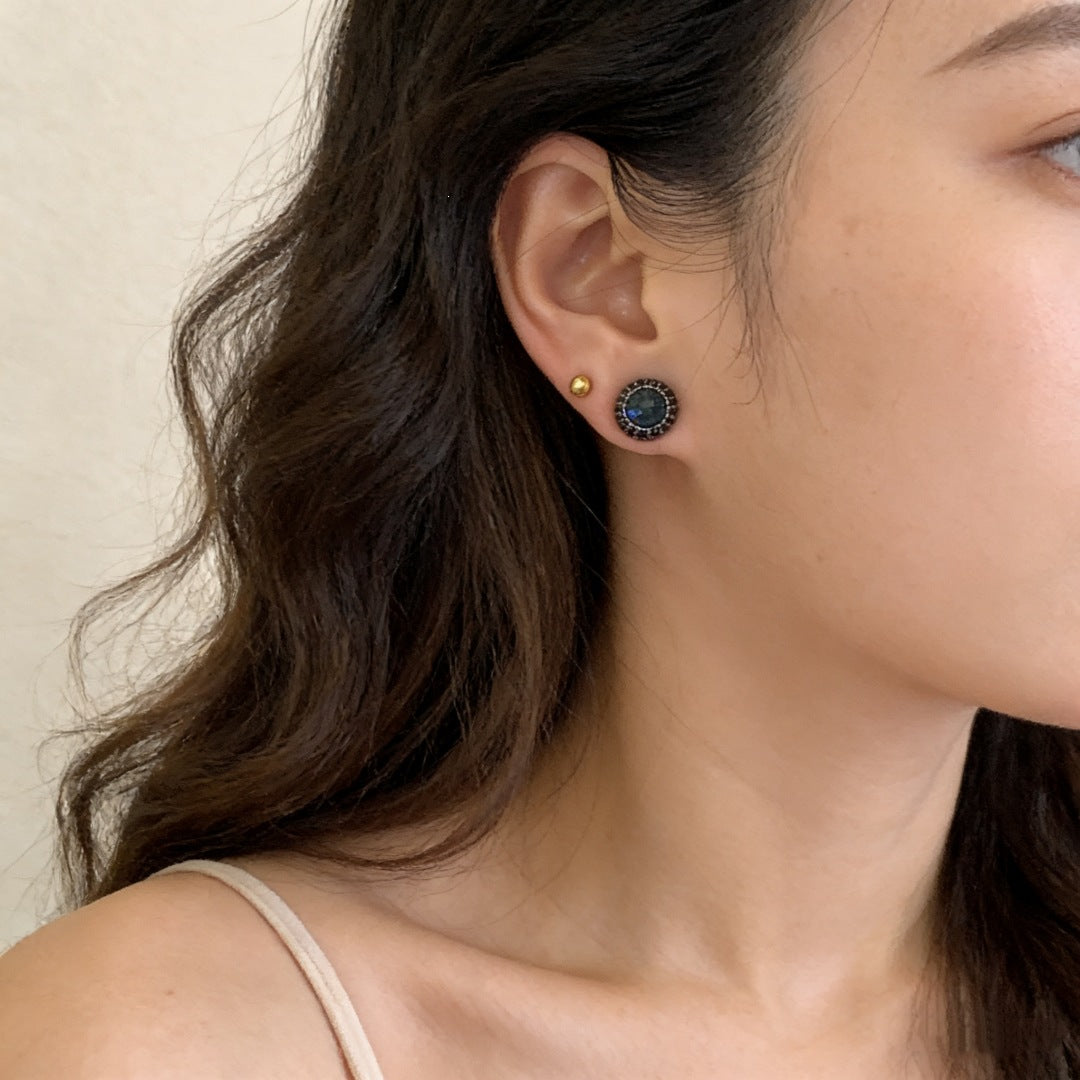 Exquisite Small Retro Elegant Ink Blue Low-key Commuting Daily Earrings