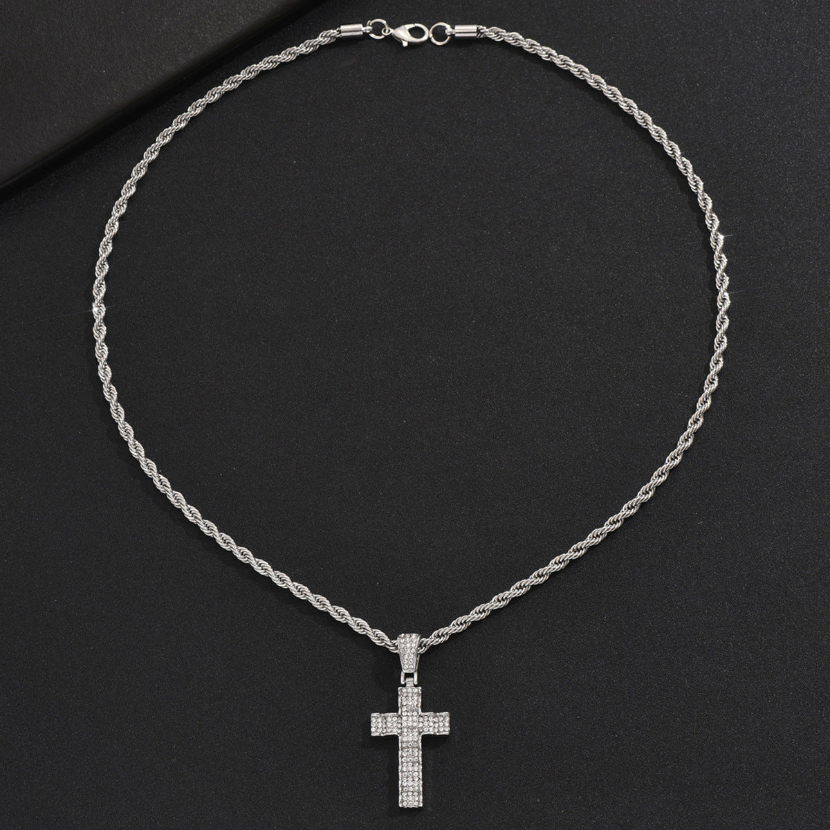 Men's Zircon Cross Design Clavicle Chain Hip Necklaces