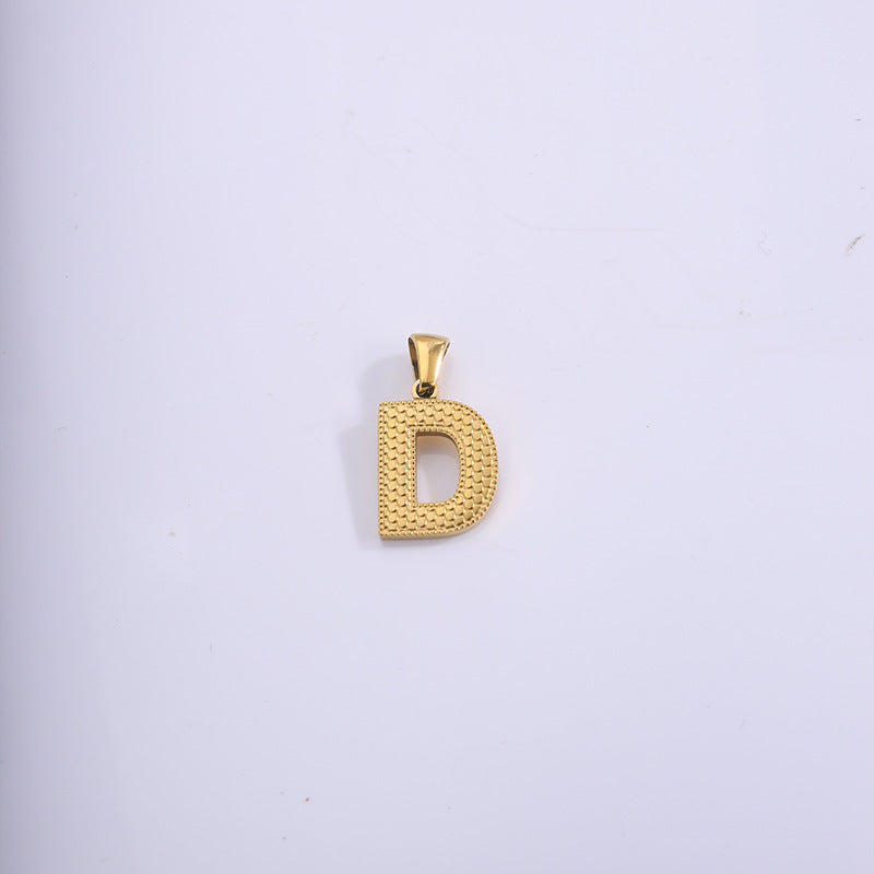 Plaid English Letter Titanium Steel Ornament Pendants