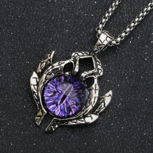 Men's Ornament Personality Retro Punk Spaceship Blue Eyes Necklaces
