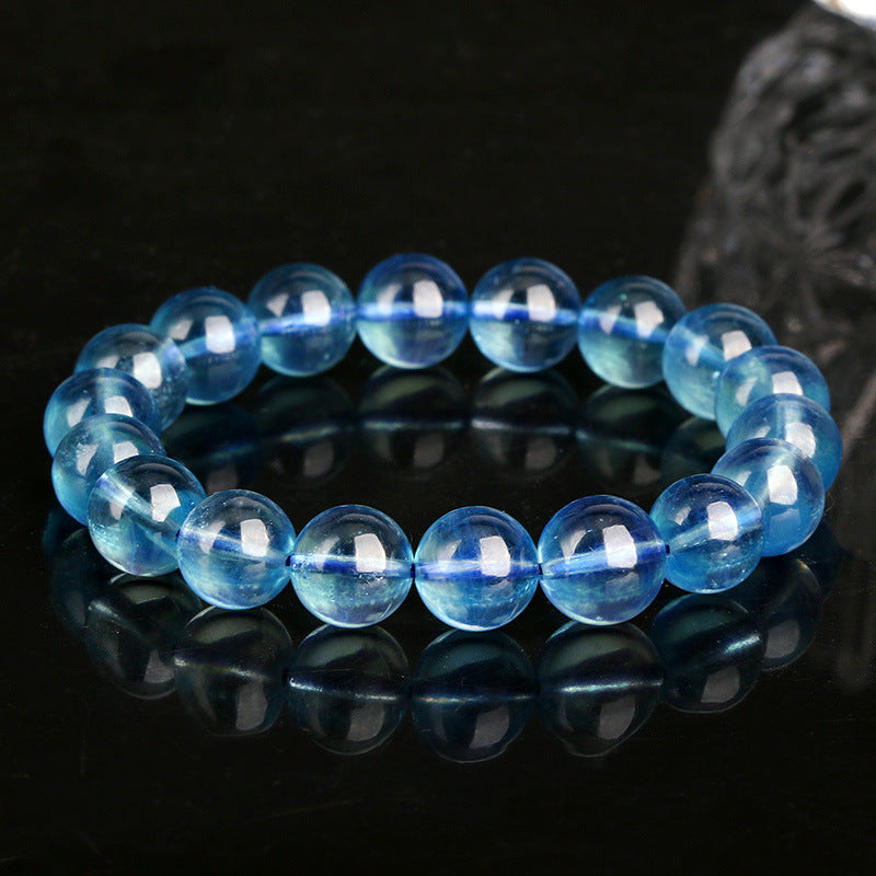 Natural Aquamarine Collection Grade Brazil Devil Blue Classic Round Bracelets