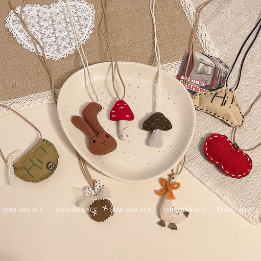 Children's Artistic Three-dimensional Cartoon Bunny Fabric Cute Necklaces